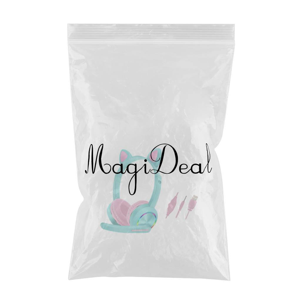 Cat Ear Headphones with Mic 3.5mm Lightweight Headphones Noise Canceling Blue