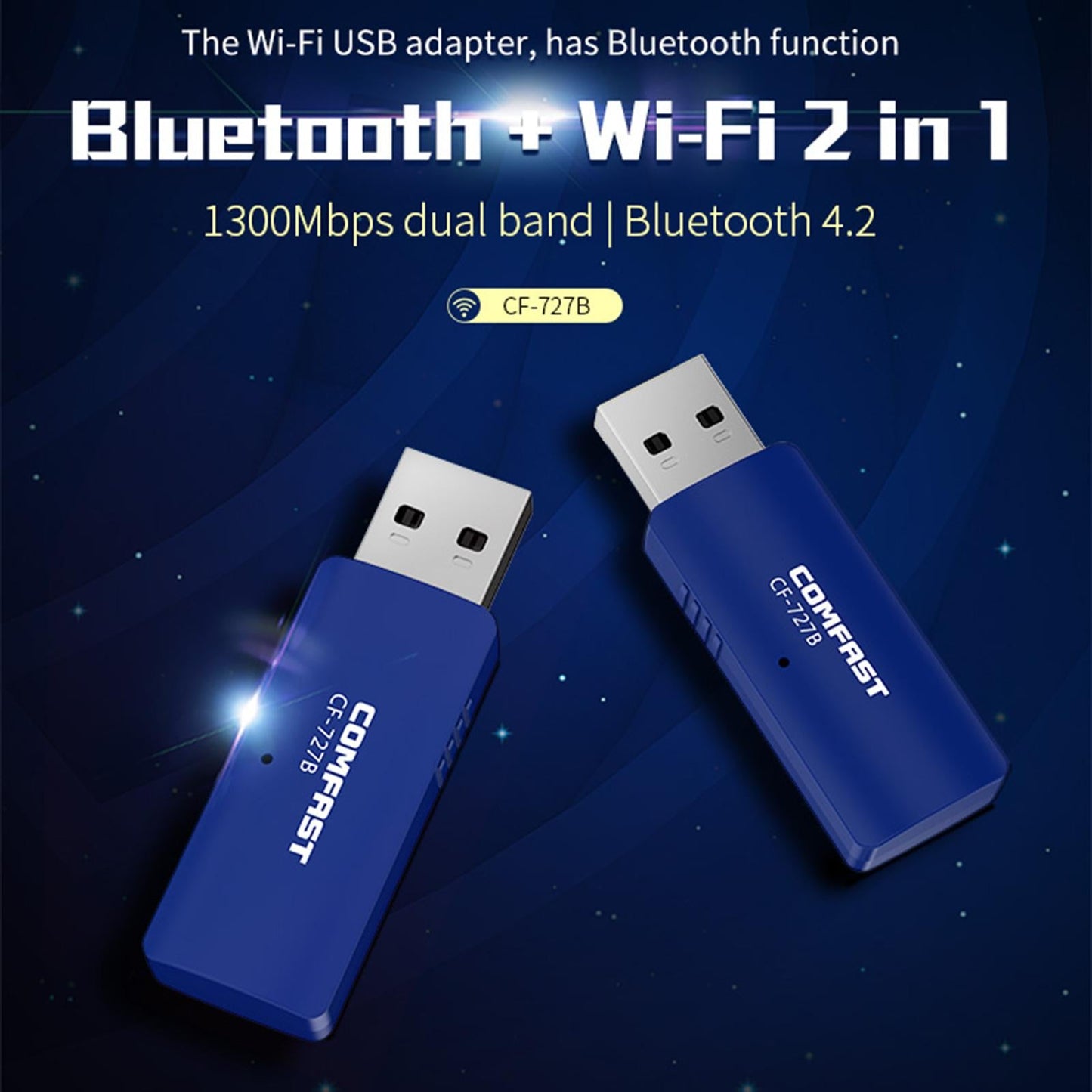 WiFi Adapter 1300Mbps USB Port Bluetooth 4.2 Wireless Network Card Dual Band