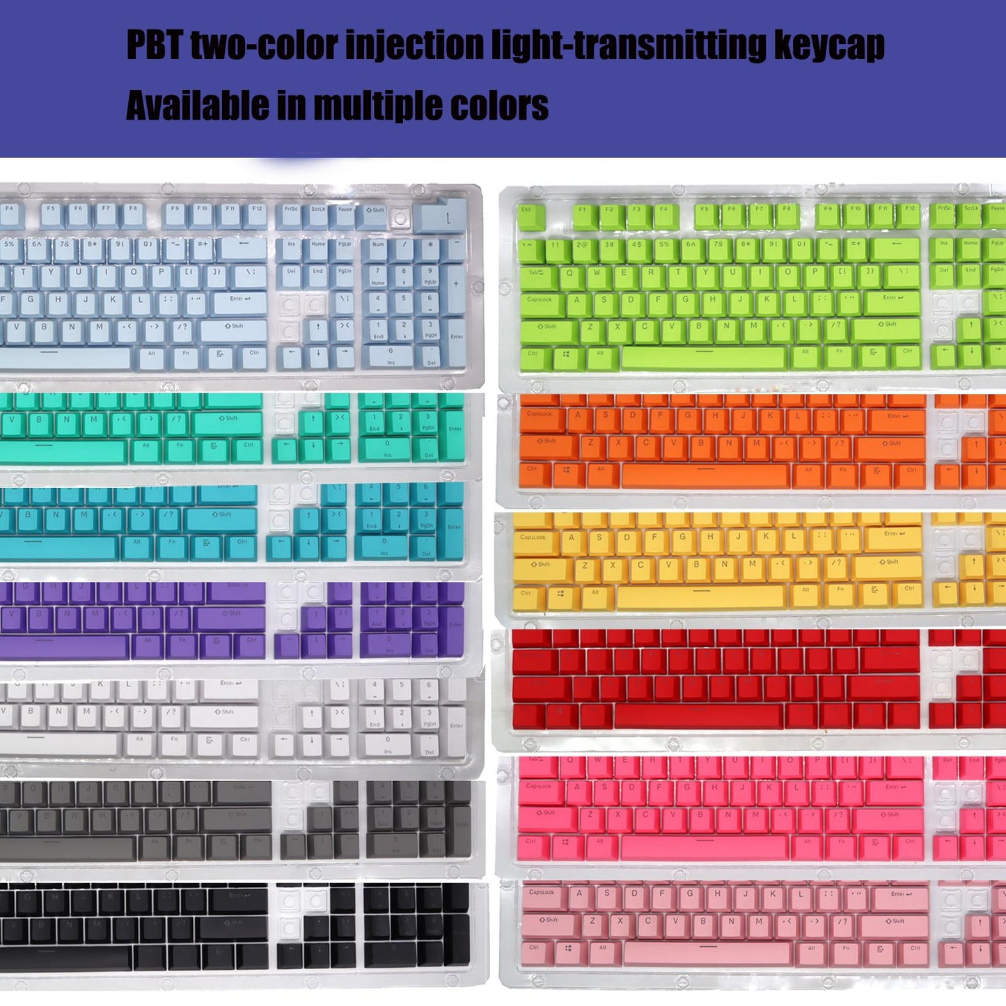 DIY PBT 104 Keys Keycaps for 61 64 72 98 Gaming Mechanical Keyboard Cyan