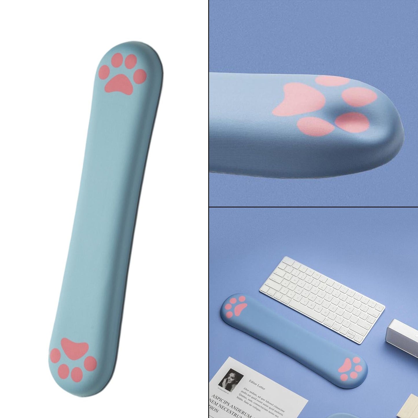 Ergonomic Keyboard Wrist Rest Pad For Laptop PC Computer Cat Paw Cyan