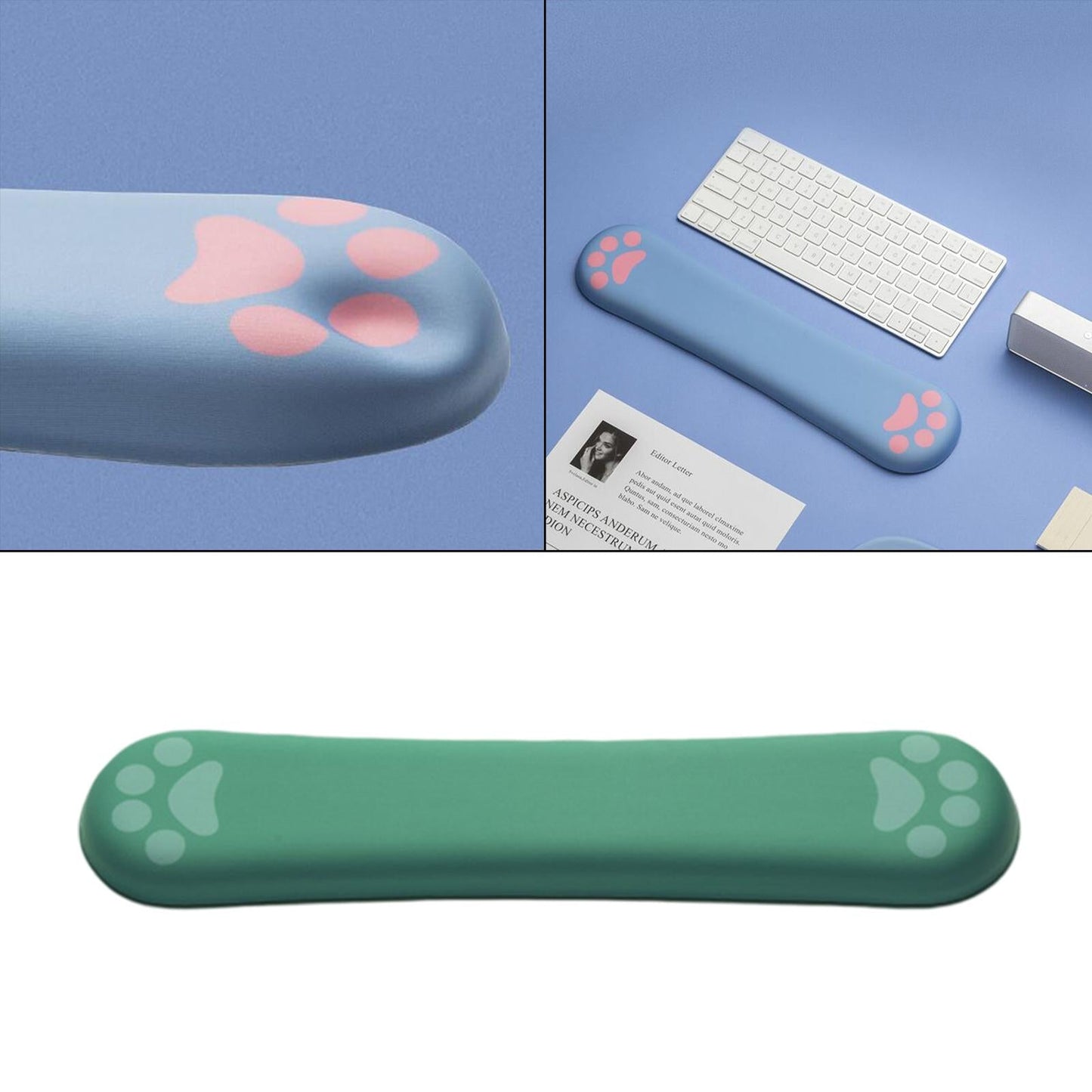 Ergonomic Keyboard Wrist Rest Pad For Laptop PC Computer Cat Paw Green