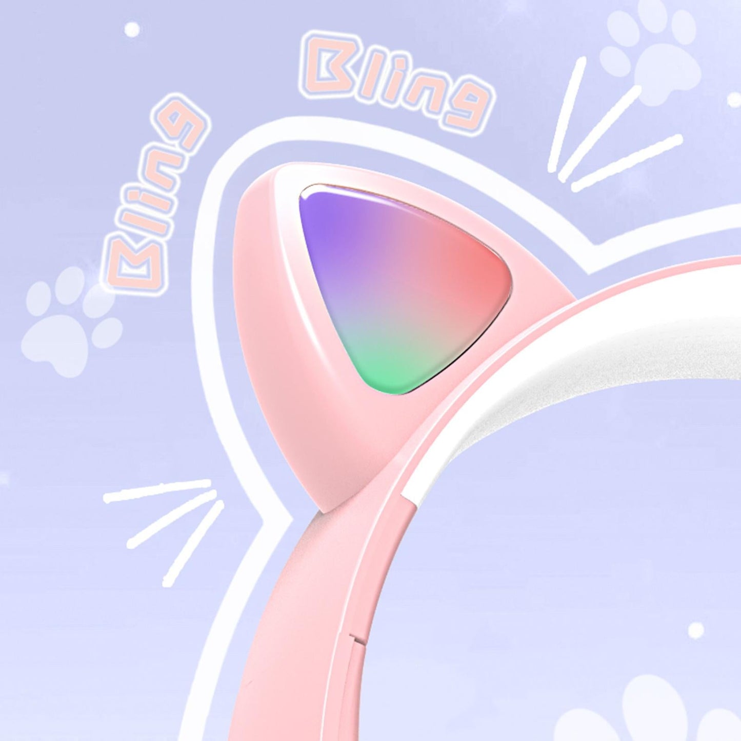 USB Cat Ear Wired Headset for PC Games Laptop TV Smartphones pink