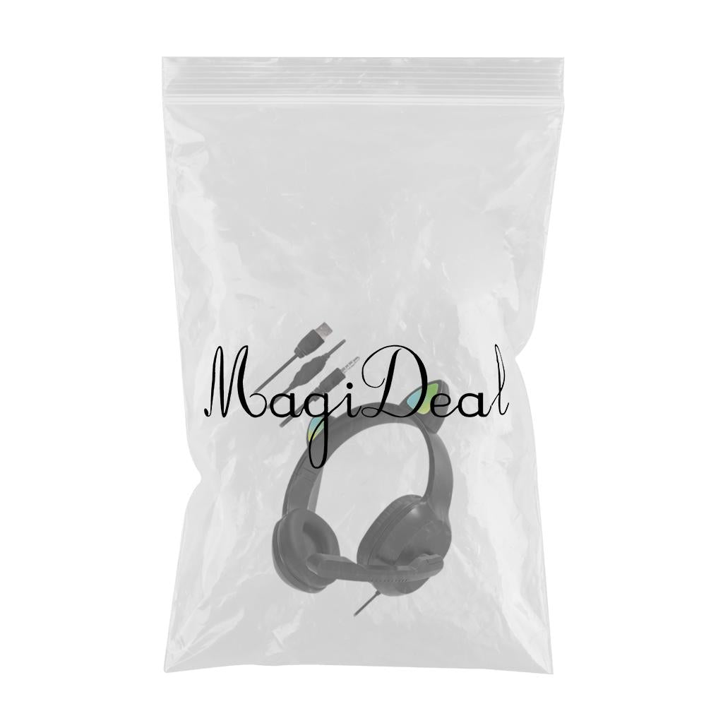 USB Cat Ear Wired Headset for PC Games Laptop TV Smartphones black