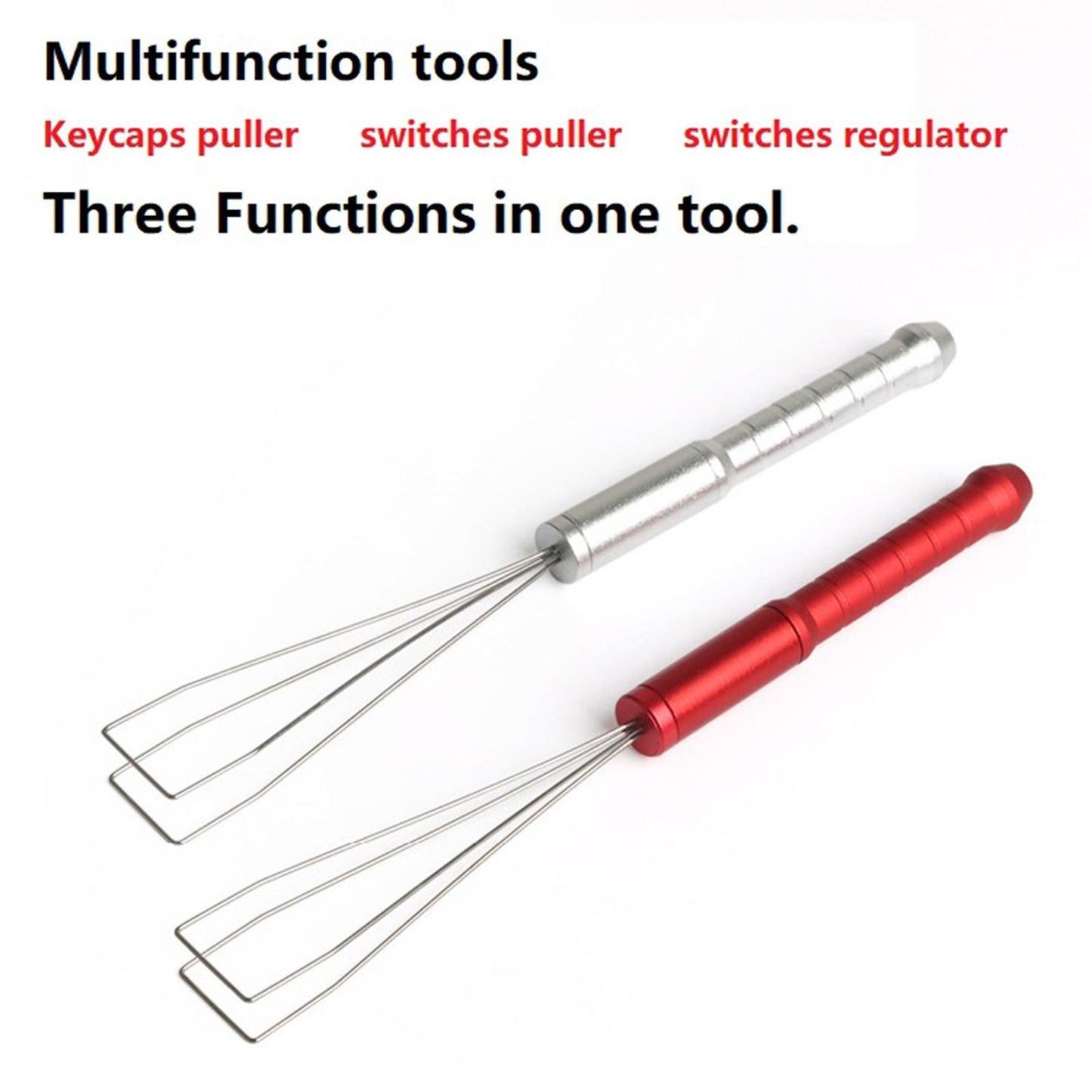 Portable Keycap Puller Switch Remover for Mechanical Keyboard 3 in 1 Silver