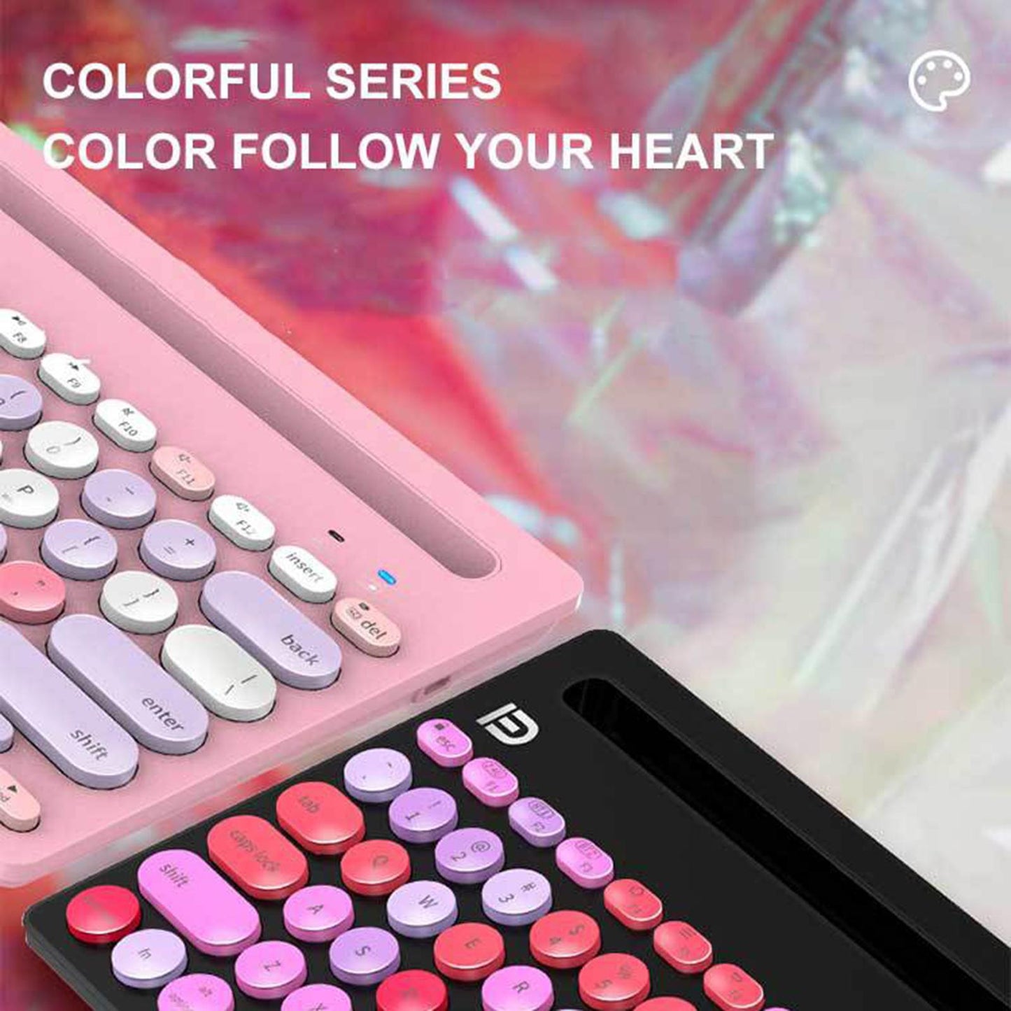 ik3381D Ultra-thin 2.4G Wireless Bluetooth Keyboard w/Card Slots Pink