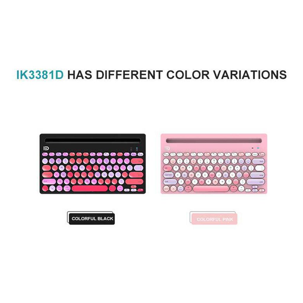 ik3381D Ultra-thin 2.4G Wireless Bluetooth Keyboard w/Card Slots Pink