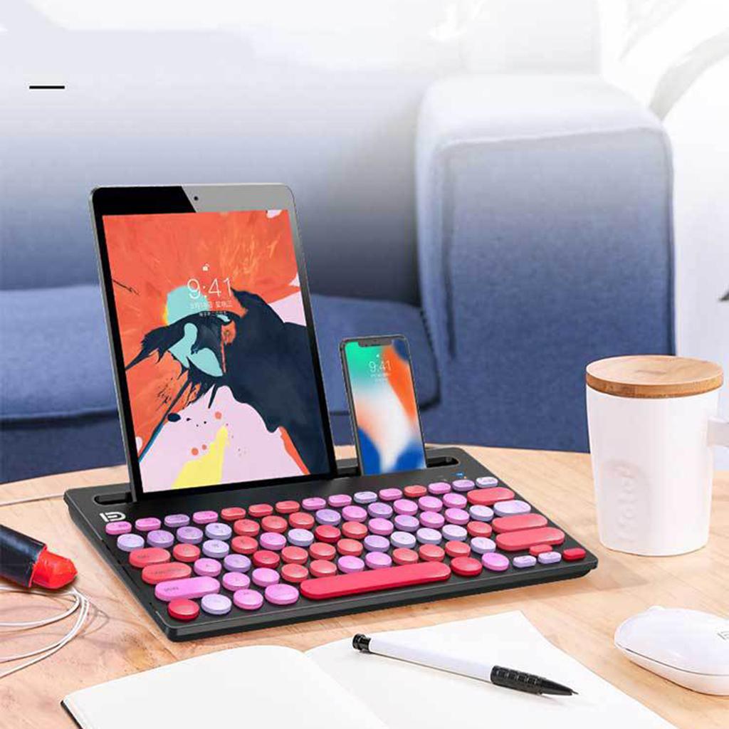 ik3381D Ultra-thin 2.4G Wireless Bluetooth Keyboard w/Card Slots Pink