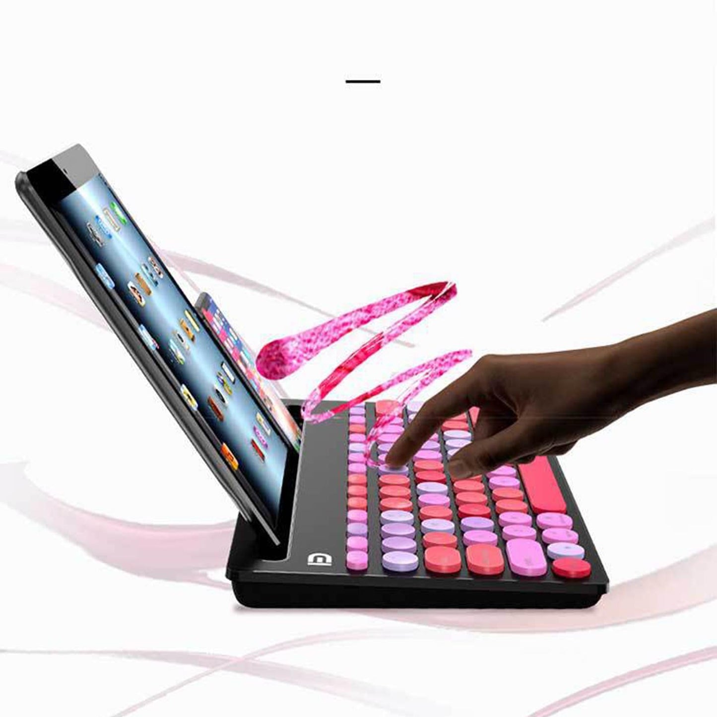 ik3381D Ultra-thin 2.4G Wireless Bluetooth Keyboard w/Card Slots Pink