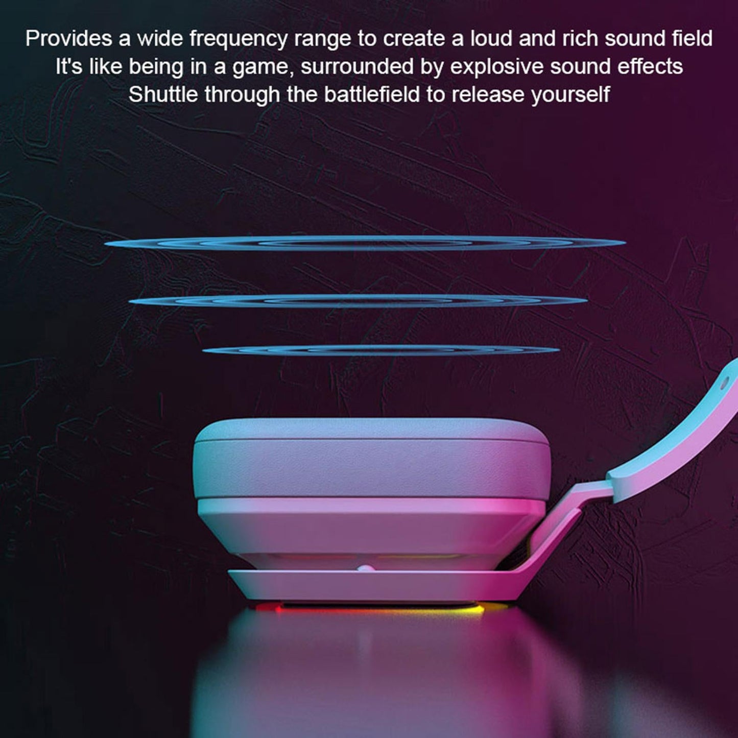 LED Colorful Over Ear Gaming Headset Headphones with Mic Pink 3.5mm