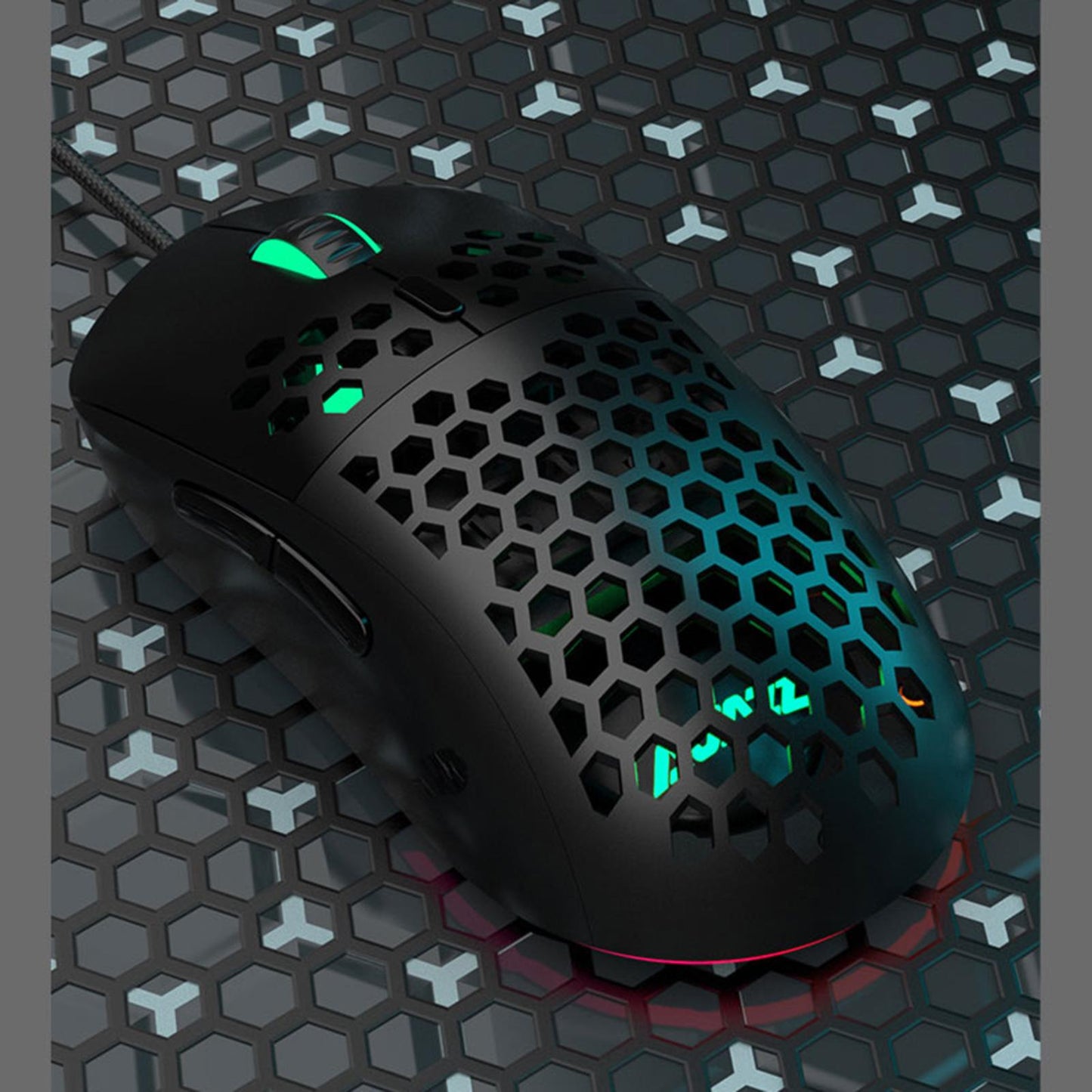 RGB Gaming Mouse Wired Honeycomb Shell Design Mice for Laptop Black
