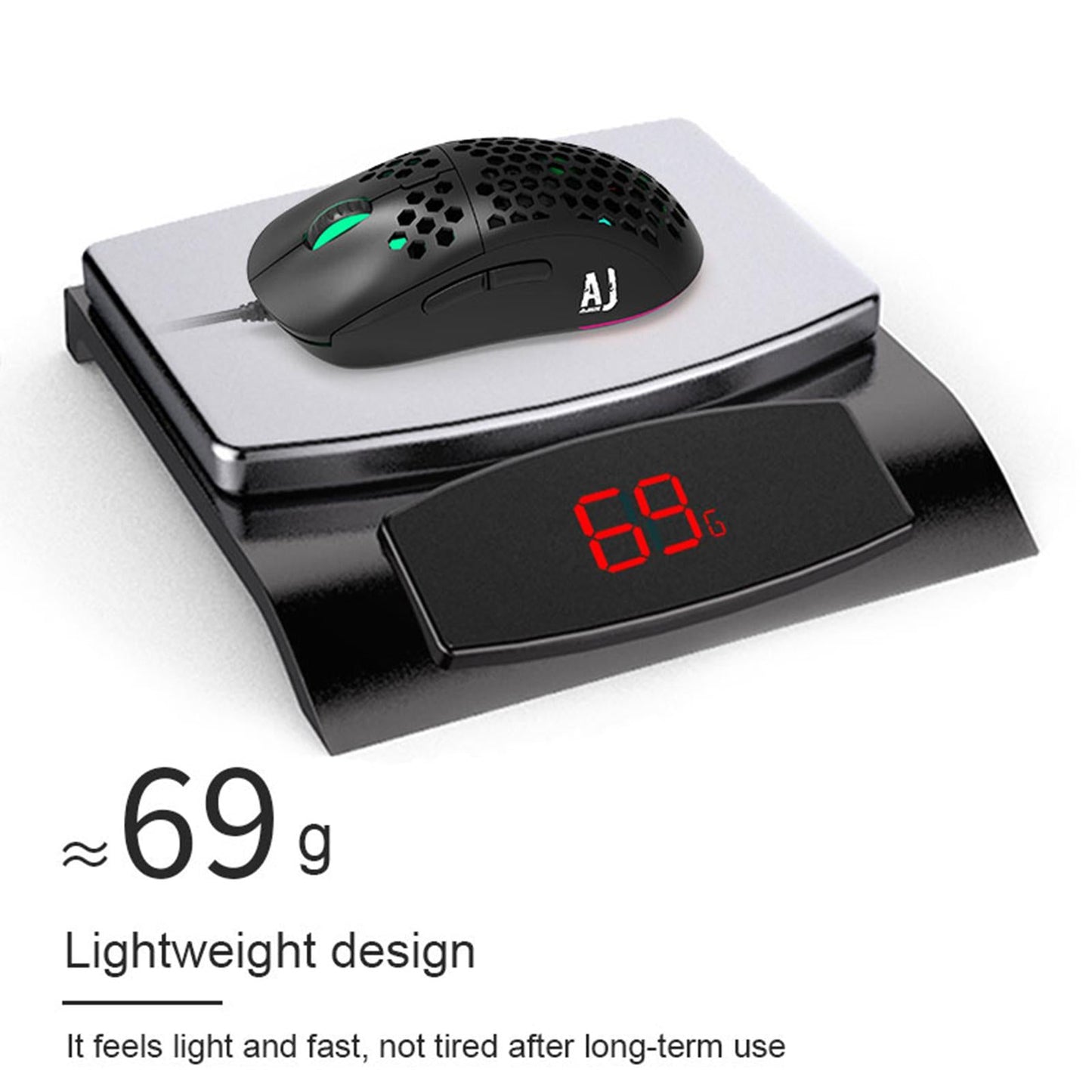 380R RGB Gaming Mouse Wired Honeycomb Design for Laptop Breathable 65g Black