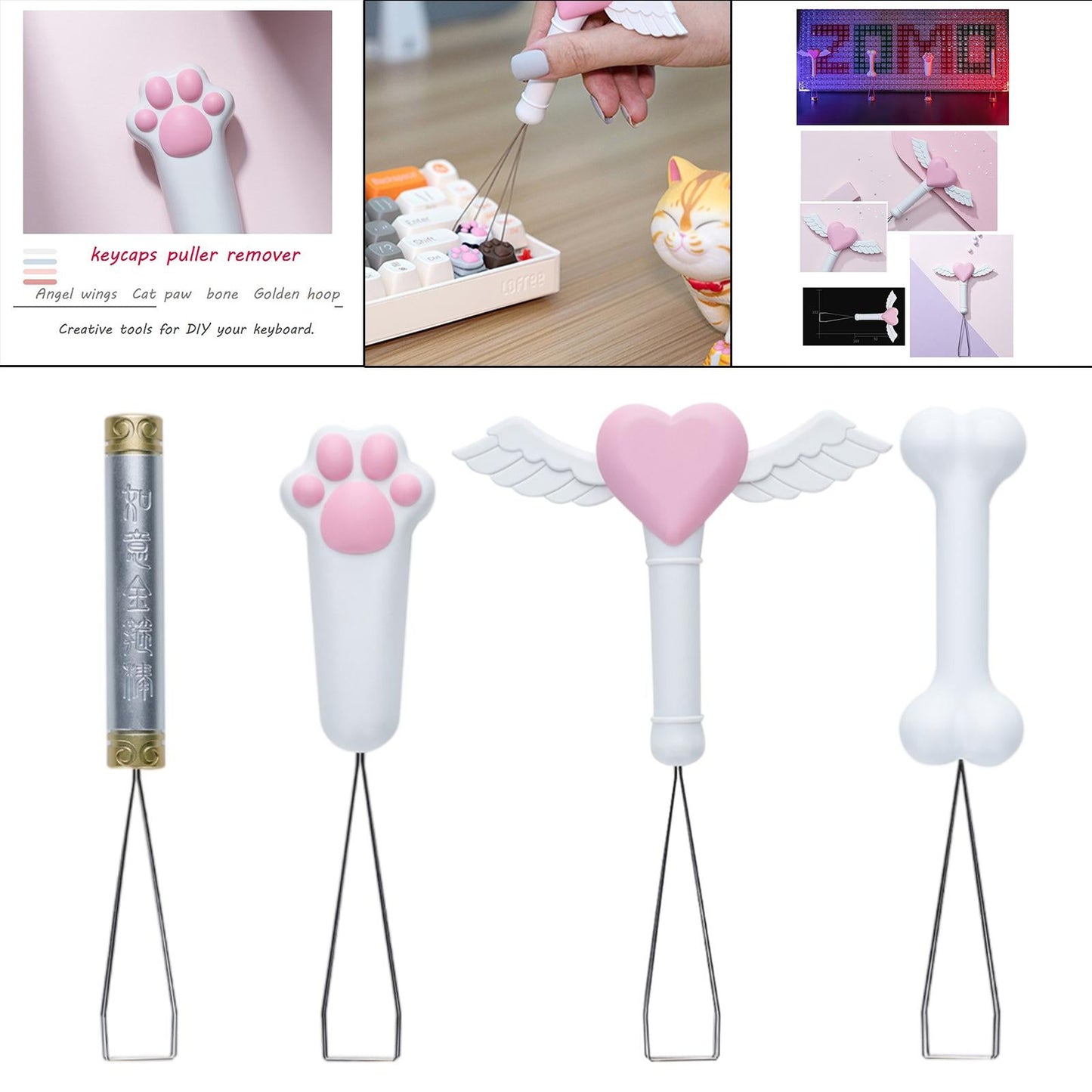 Compact Cute Keycap Puller Remover DIY for Mechanical Keyboards Angel
