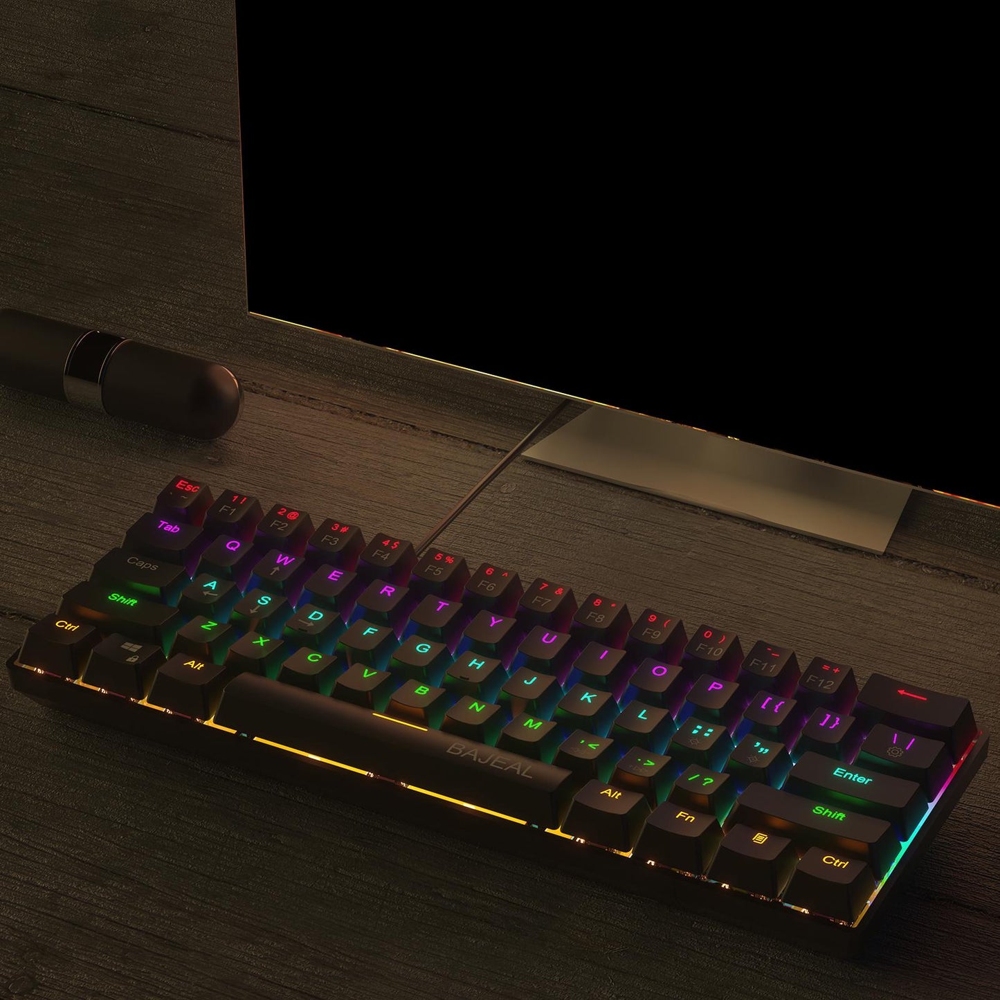 61key Green Axis RGB Illuminated Type-C USB Wired Mechanical Gaming Keyboard
