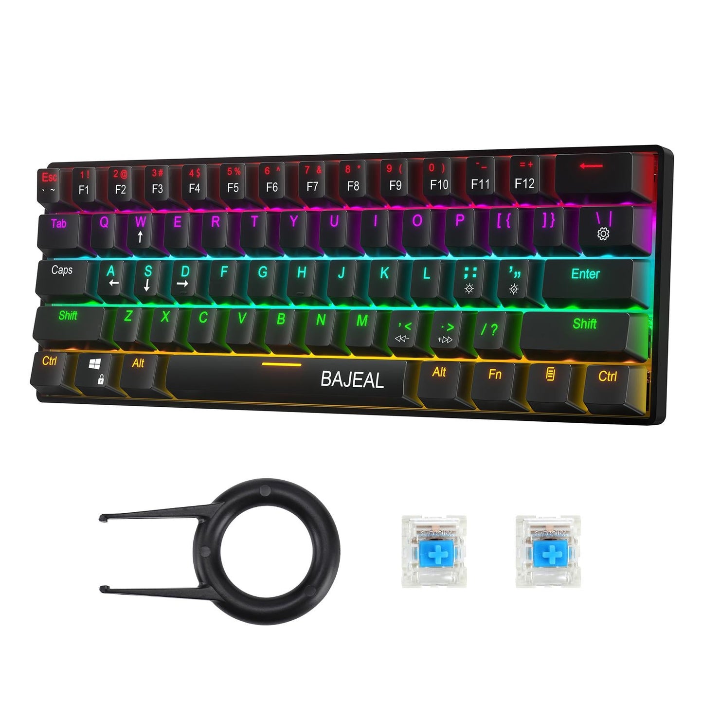 61key Green Axis RGB Illuminated Type-C USB Wired Mechanical Gaming Keyboard