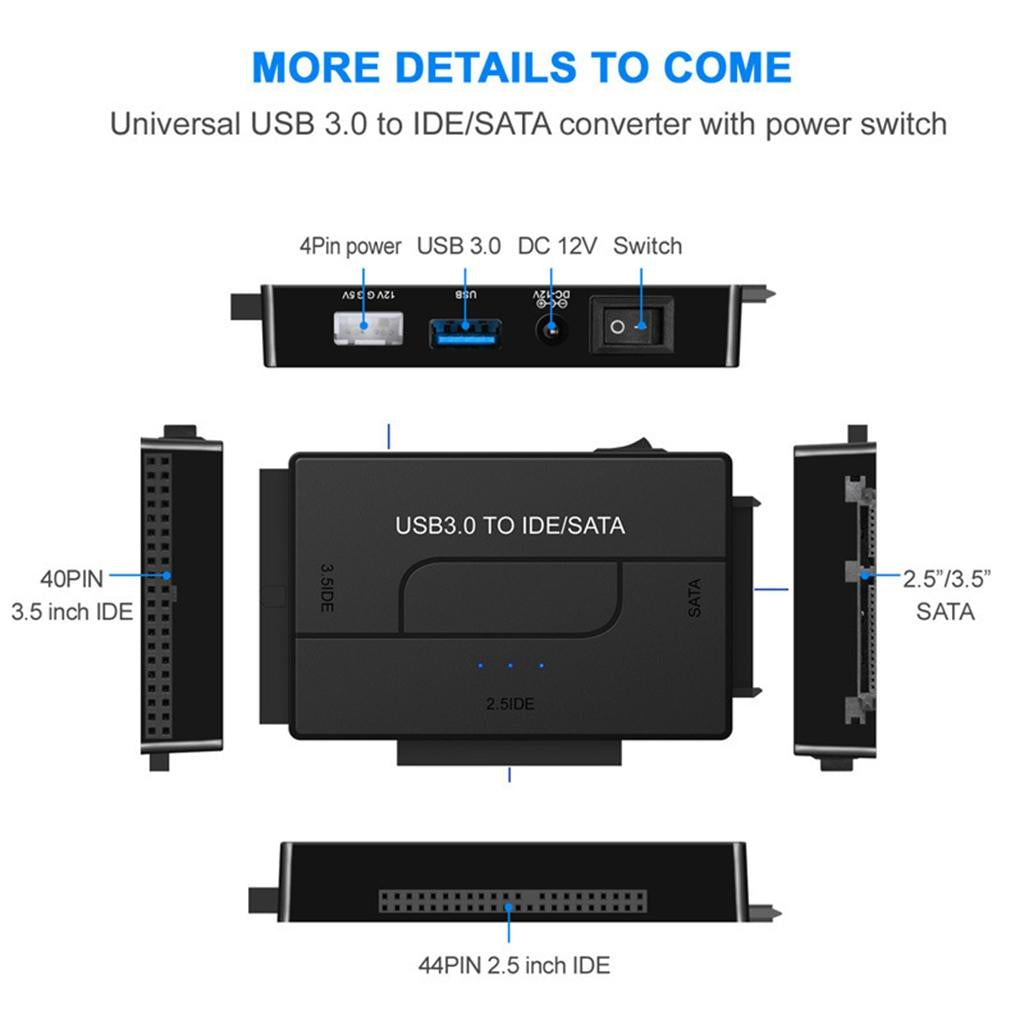 3-In-1 SATA/IDE to USB 3.0 Adapter Kit Fits for 2.5/3.5" Inch IDE and SATA"