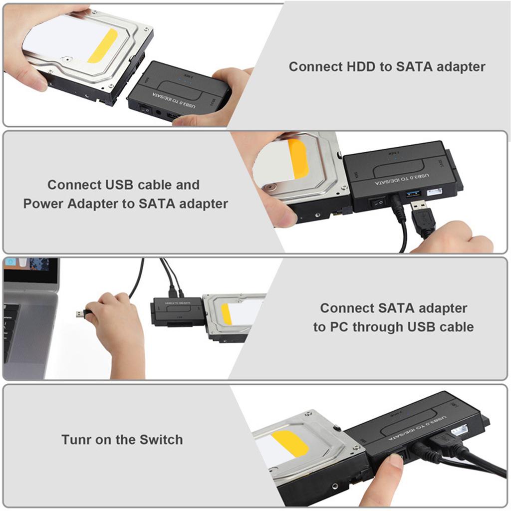 3-In-1 SATA/IDE to USB 3.0 Adapter Set Fits for 2.5/3.5" Inch IDE and SATA"