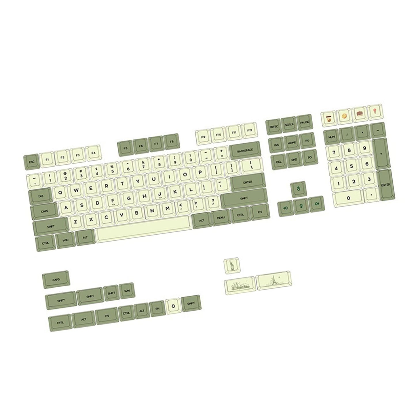 PBT 124 Keys Keycaps Cover for 61 64 72 Mechanical Keyboard Durable English