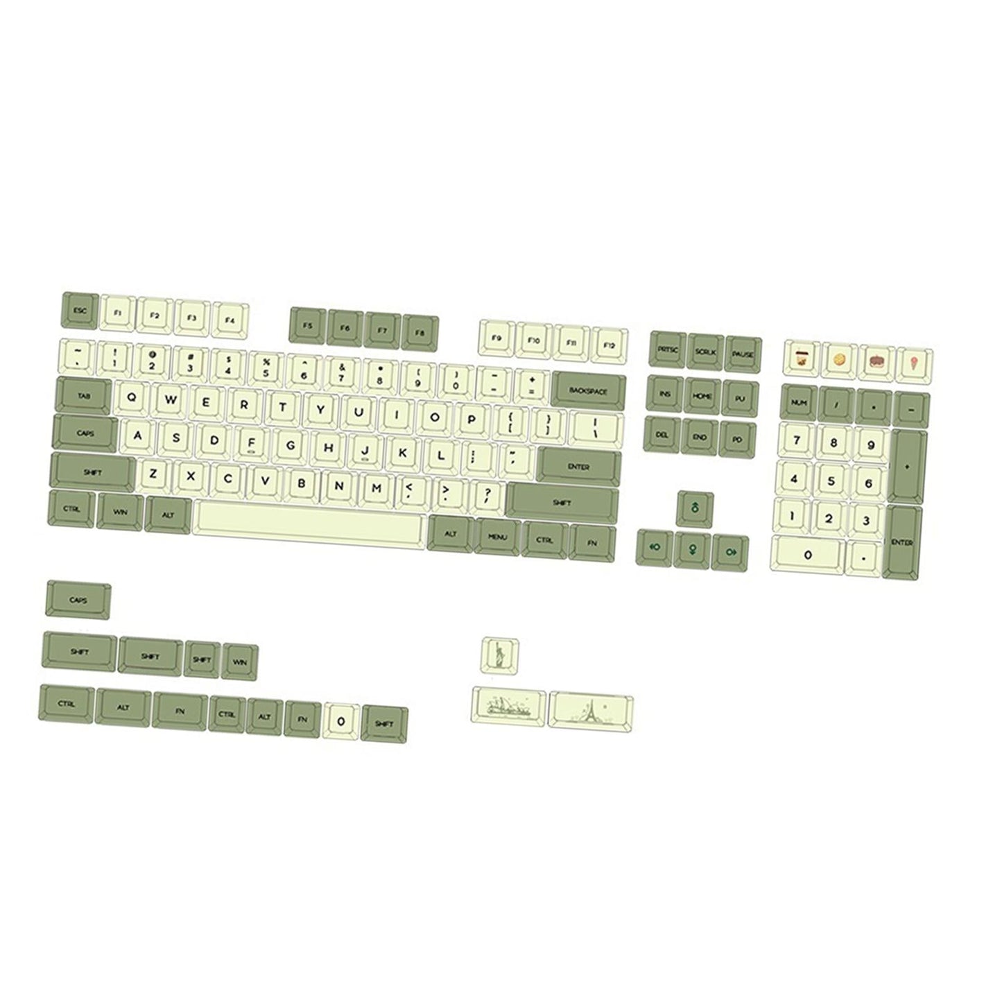 PBT 124 Keys Keycaps Cover for 61 64 72 Mechanical Keyboard Durable English