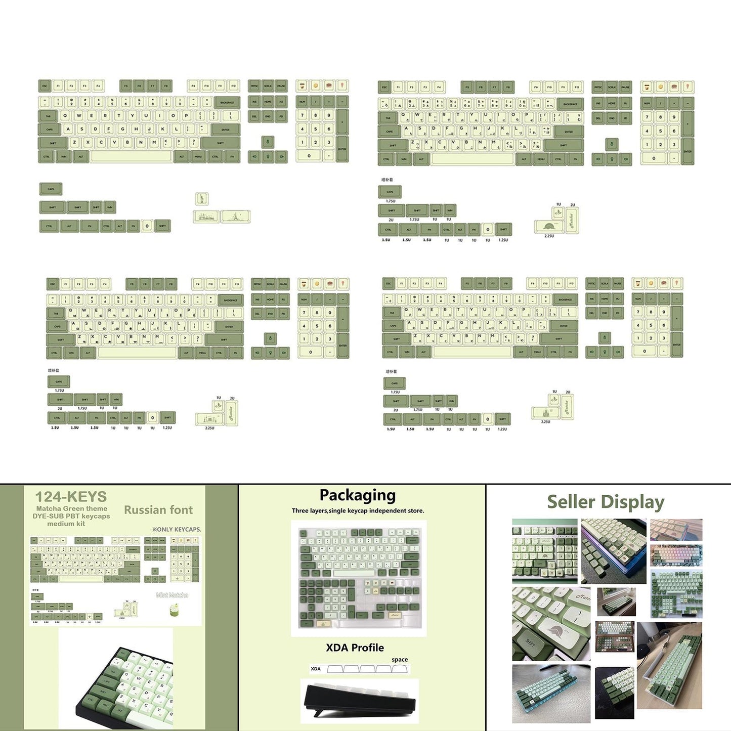 PBT 124 Keys Keycaps Cover for 61 64 72 Mechanical Keyboard Durable Russian