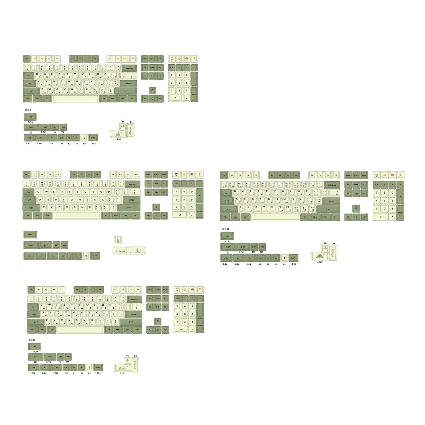 PBT 124 Keys Keycaps Cover for 61 64 72 Mechanical Keyboard Durable Russian