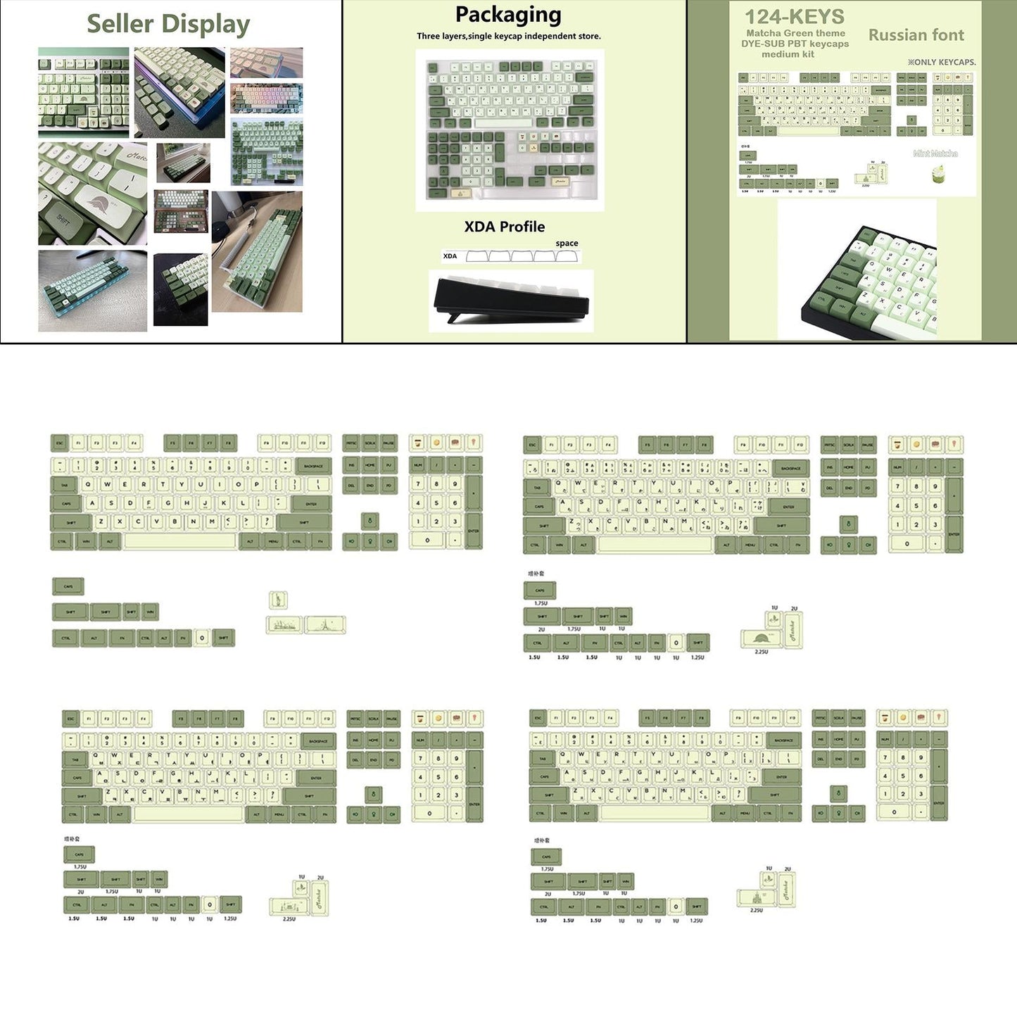 PBT 124 Keys Keycaps Cover for 61 64 72 Mechanical Keyboard Durable Russian