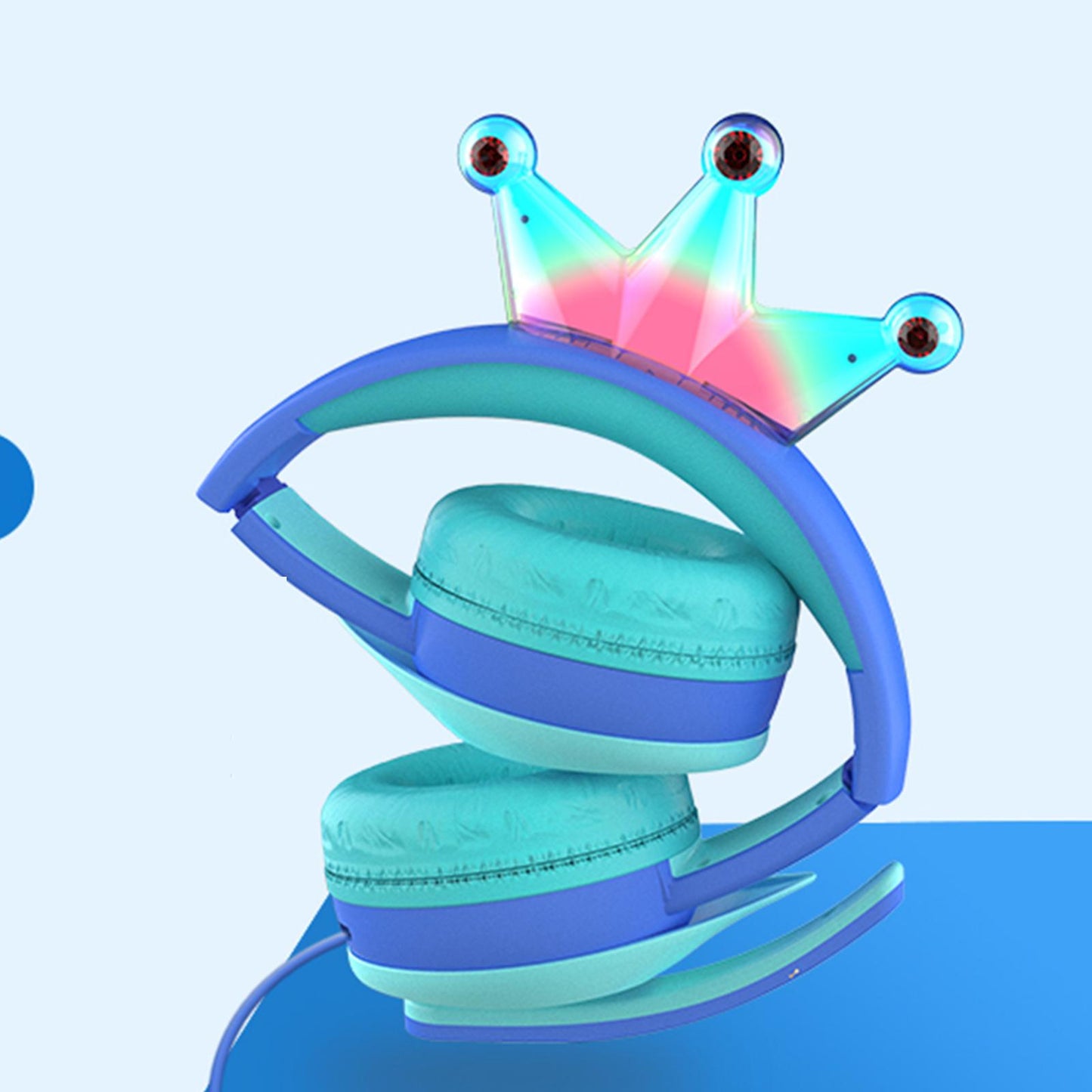 Compact Wired Crown Headset with Mic for Boys Girls Music Phones Pink