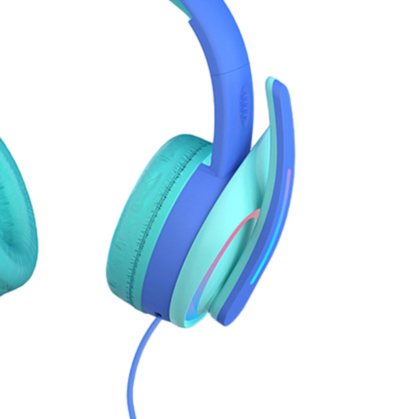 Compact Wired Crown Headset with Mic for Boys Girls Music Phones Blue