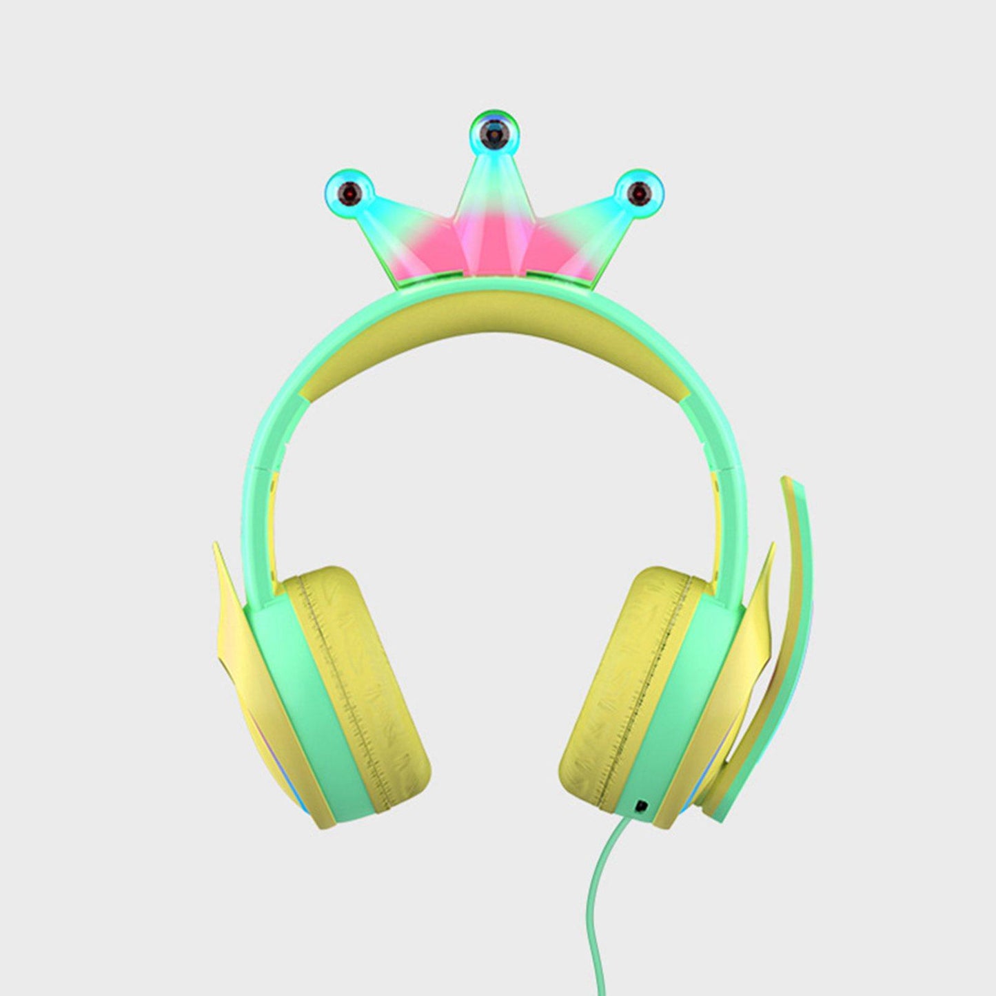 Compact Wired Crown Headset with Mic for Boys Girls Music Phones Green