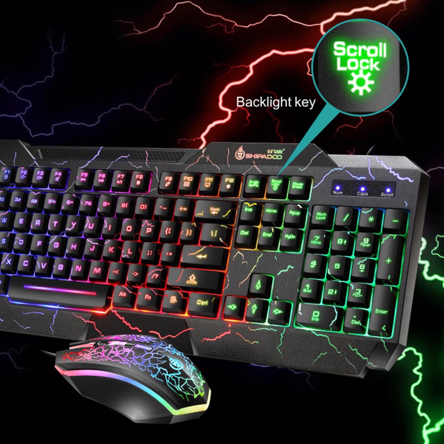 LED Gaming Keyboard and Mouse Combo RGB Hot Key Bottons Ergonomic USB for PC