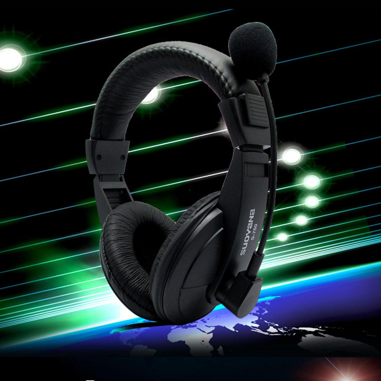 Over-Ear Gaming Headphone with Mic 3.5mm Bass Surround for Laptop Blue