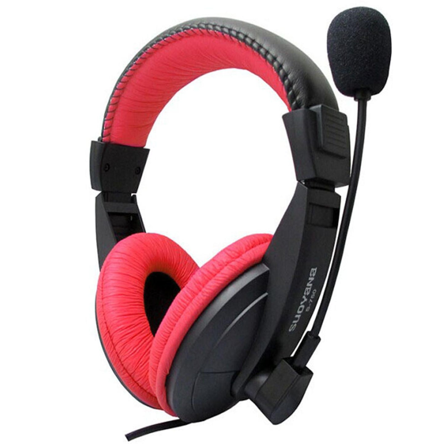 Over-Ear Gaming Headphone with Mic 3.5mm Bass Surround for Laptop Red