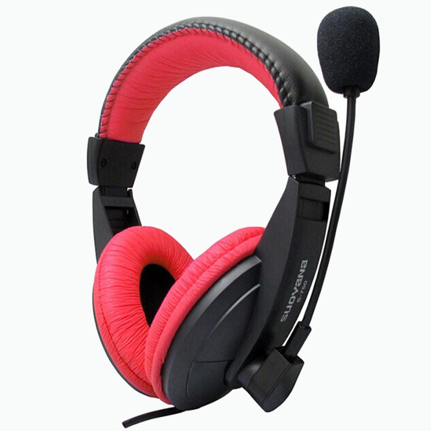 Over-Ear Gaming Headphone with Mic 3.5mm Bass Surround for Laptop Red