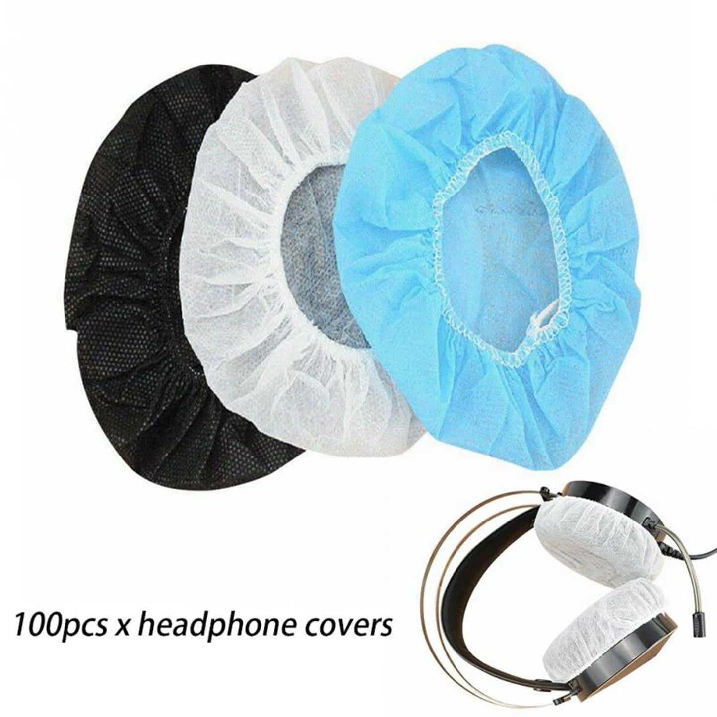 200pcs Headphone Headset Cotton Ear Pads Cover Cushion Dustproof 80-125mm Black L