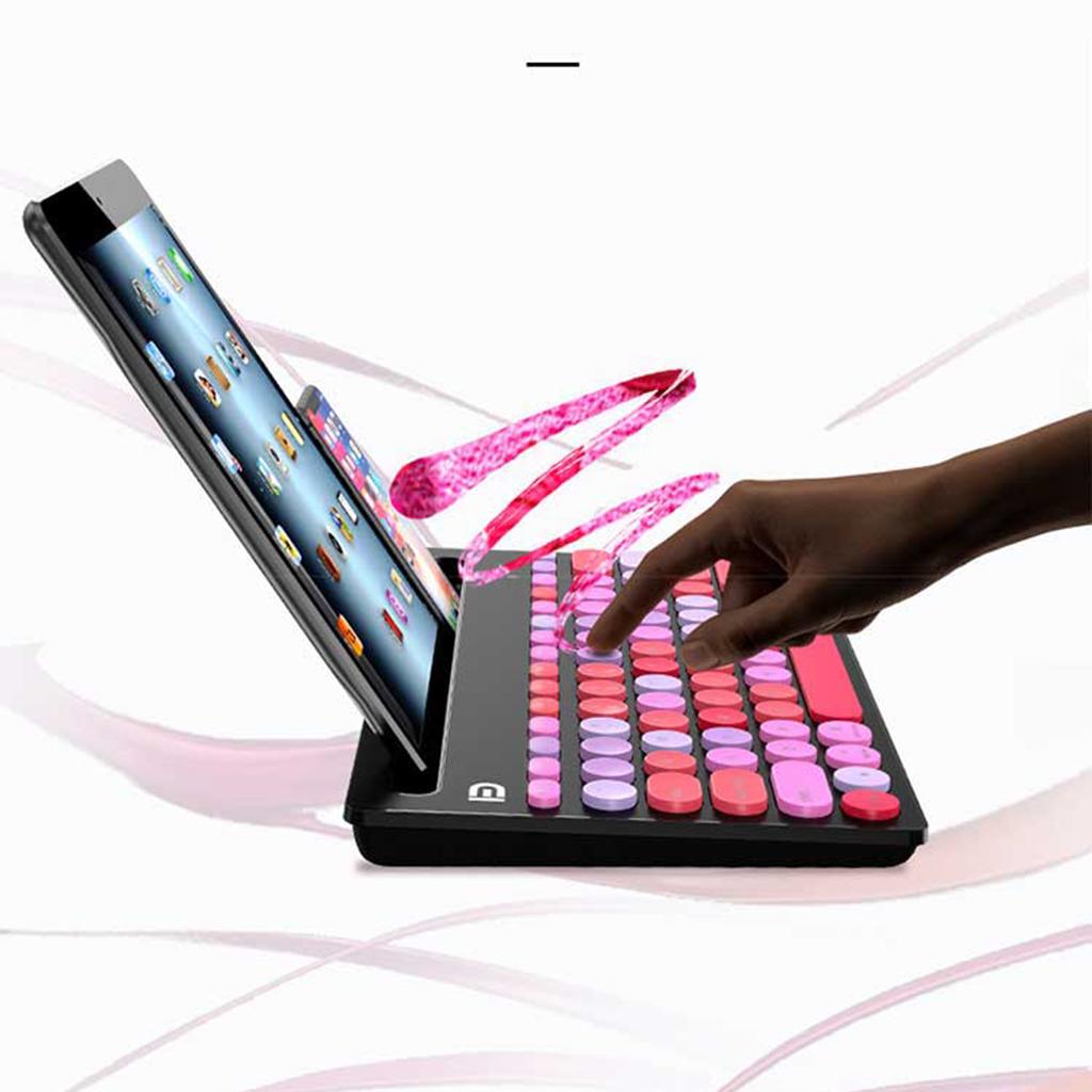 Mini 79-Key Round Keycaps Bluetooth Keyboard for Computer Portable pink