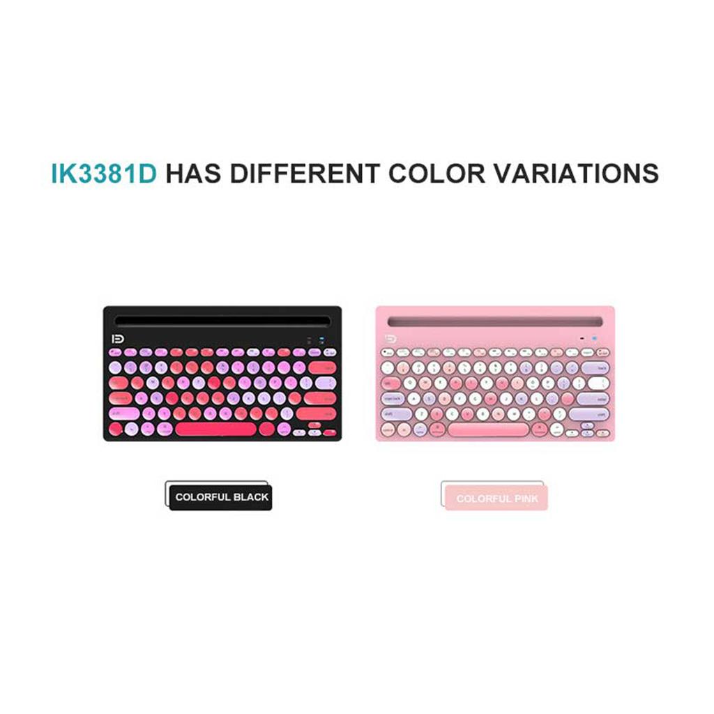 Mini 79-Key Round Keycaps Bluetooth Keyboard for Computer Portable black