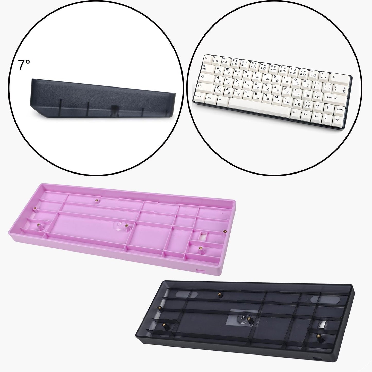 GH60 Mini Plastic Case Shell DIY for POKER 2 60% Mechanical Keyboard Pink