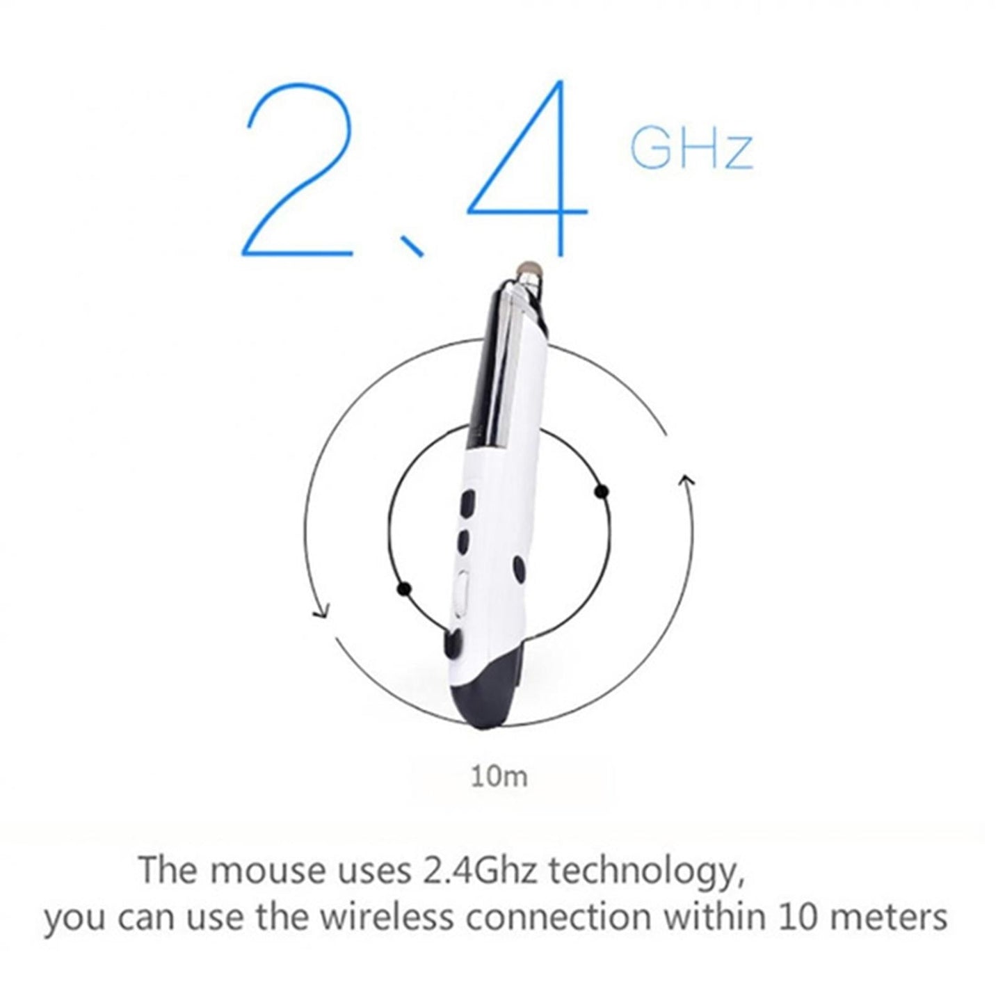 2.4G Wireless Optical USB Touch-Pen Mouse 1600DPI Pocket Mouse Pen black