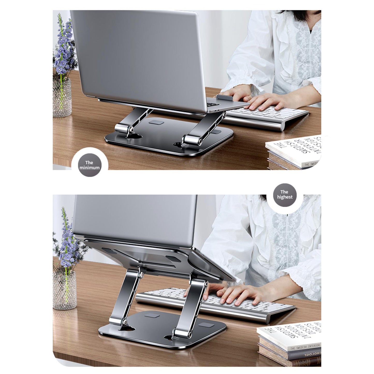 Adjustable Aluminum Laptop Stand Reading Holder with Cooling Fan
