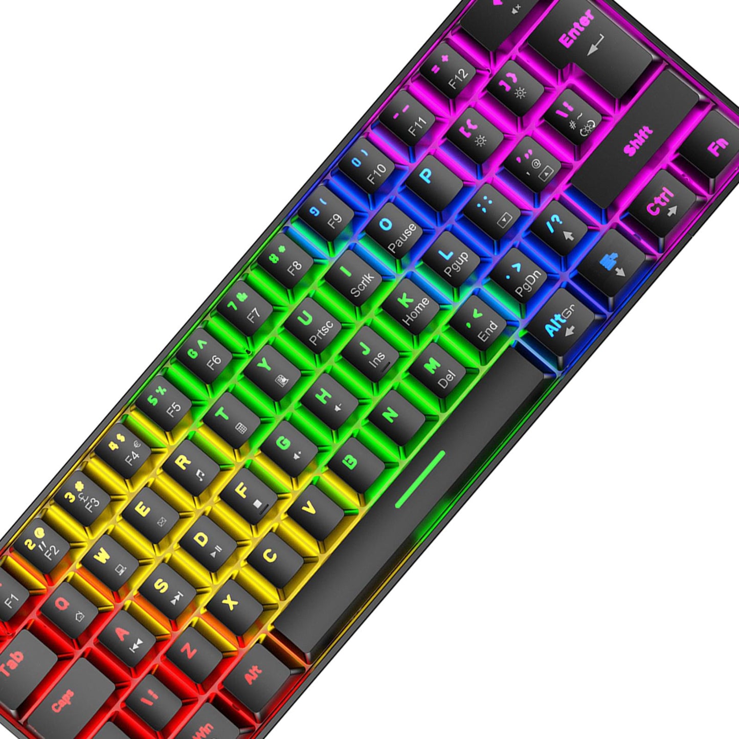 Wired 62Keys Mechanical Gaming Keyboard Backlit for Gaming Typing black Blue switch