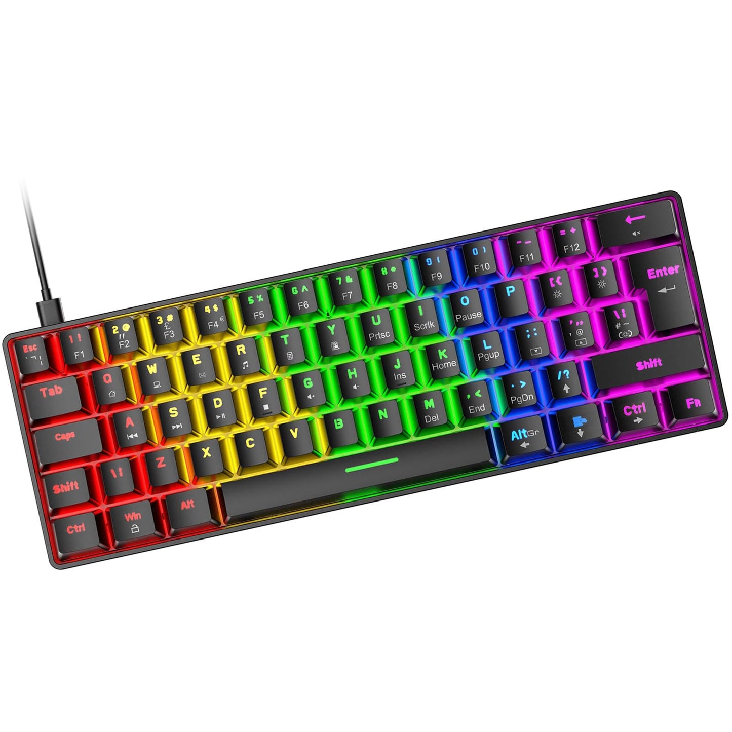 Wired 62Keys Mechanical Gaming Keyboard Backlit for Gaming Typing black Red switch