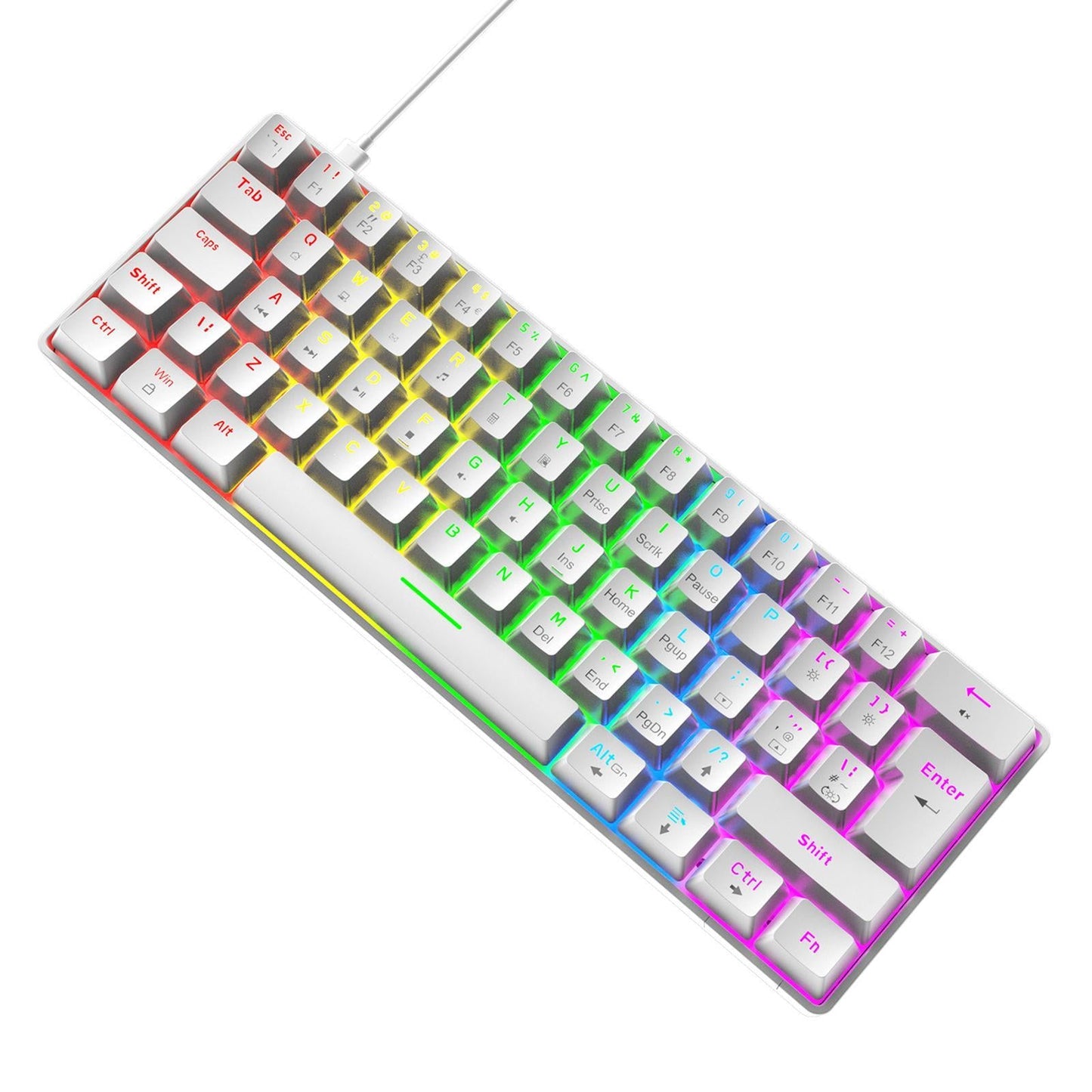 Wired 62Keys Mechanical Gaming Keyboard Backlit for Gaming Typing white Blue switch