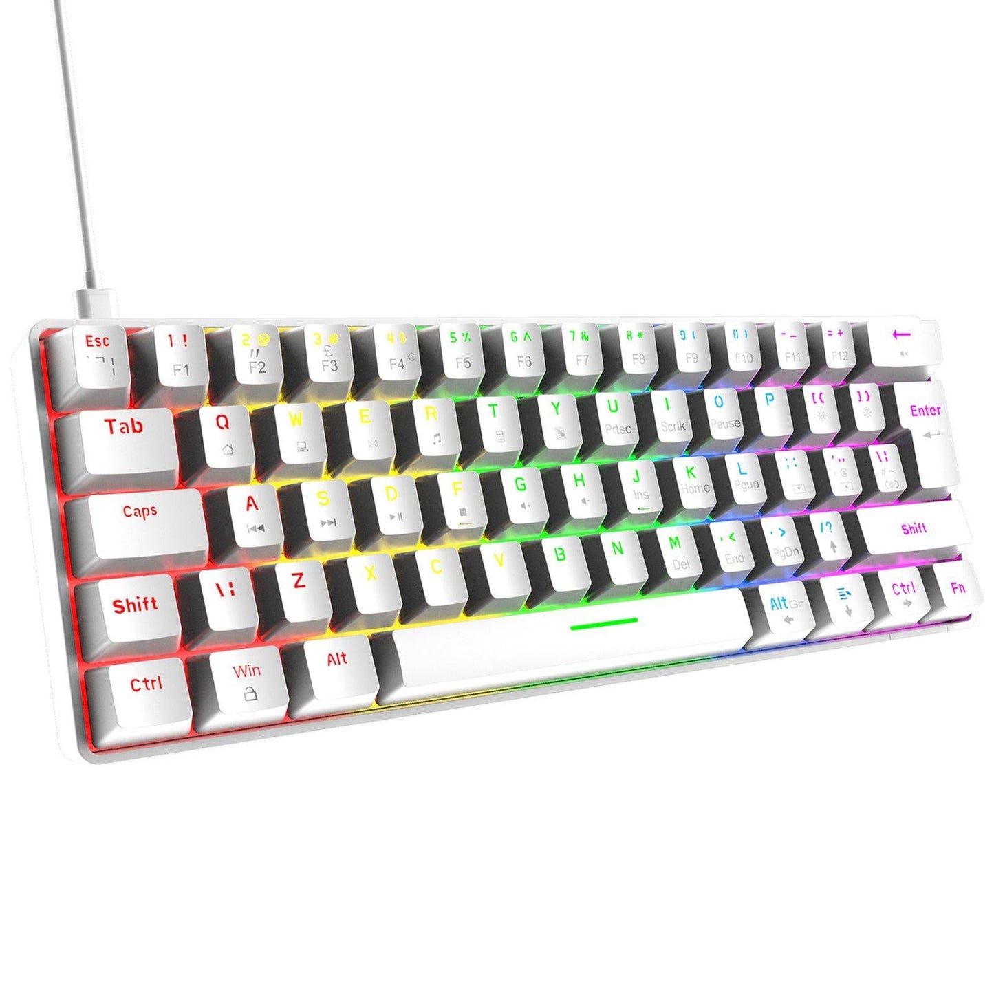 Wired 62Keys Mechanical Gaming Keyboard Backlit for Gaming Typing white Red switch