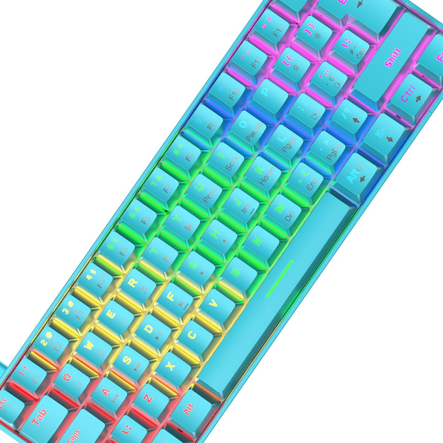 Wired 62Keys Mechanical Gaming Keyboard Backlit for Gaming Typing blue Blue switch