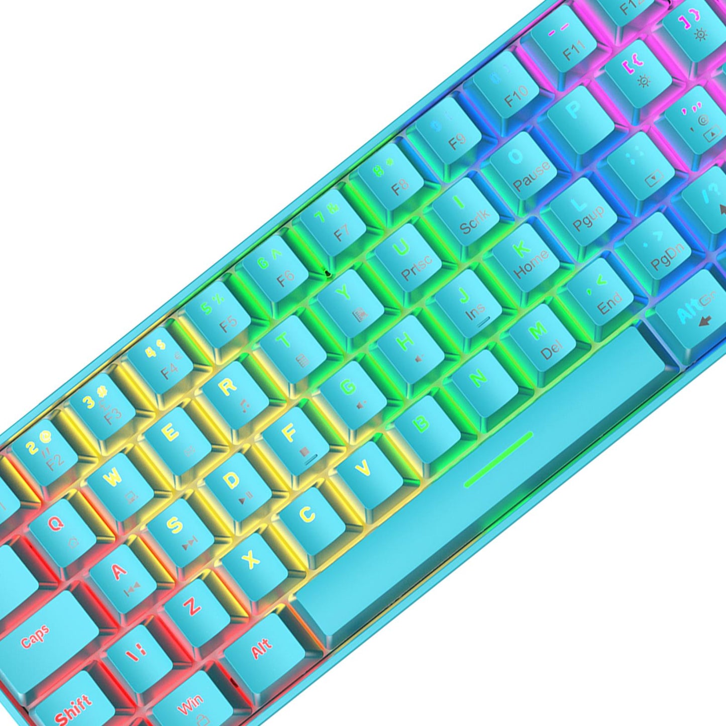 Wired 62Keys Mechanical Gaming Keyboard Backlit for Gaming Typing blue Red switch