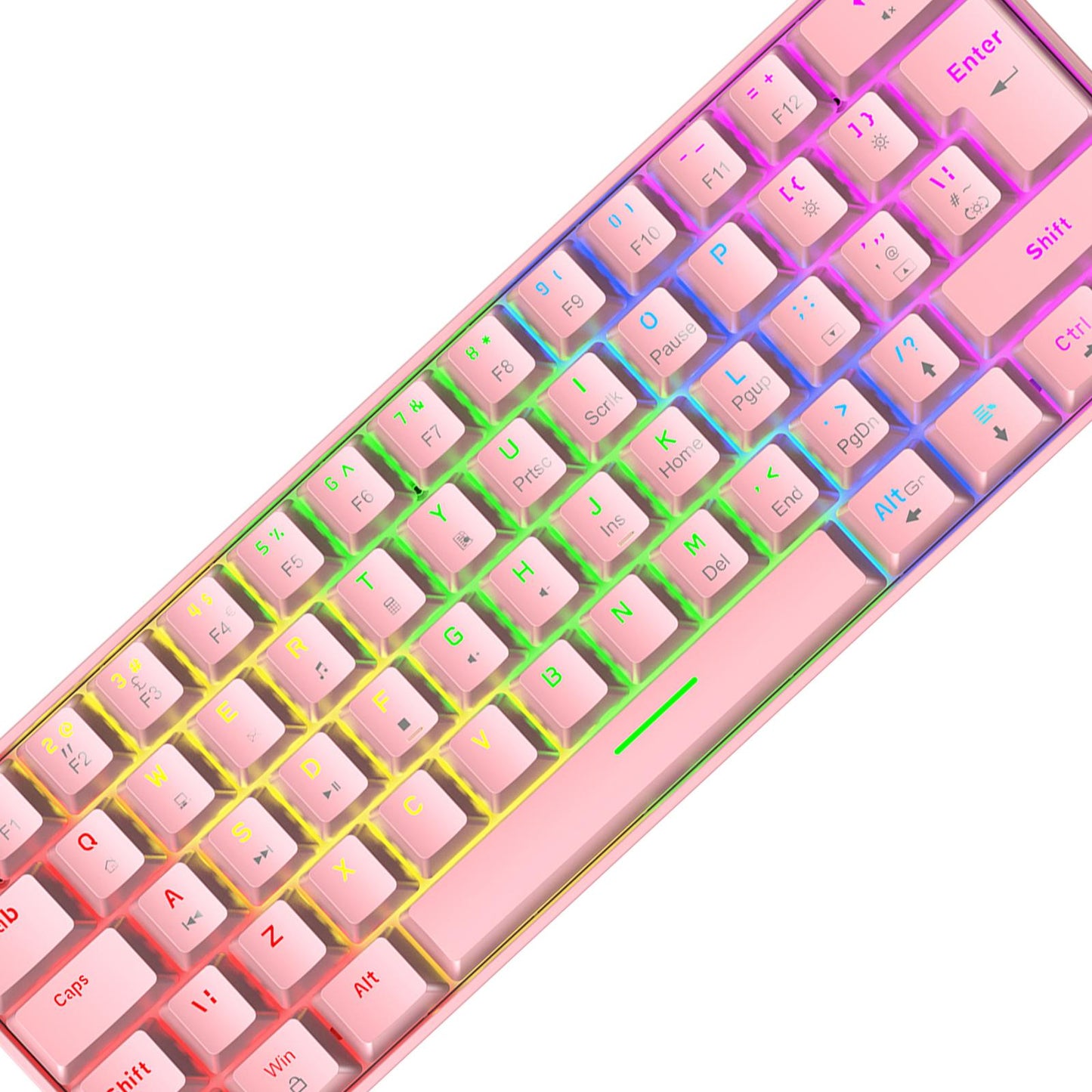 Wired 62Keys Mechanical Gaming Keyboard Backlit for Gaming Typing pink Blue switch