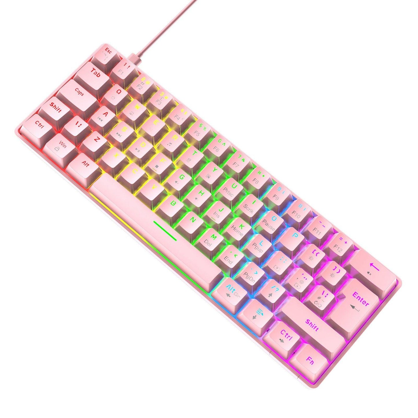 Wired 62Keys Mechanical Gaming Keyboard Backlit for Gaming Typing pink Blue switch