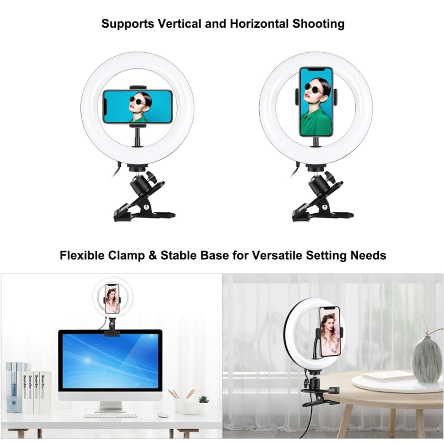LED Ring Light Clip On Video Conference Lighting Kit USB Powered Stable 20cm