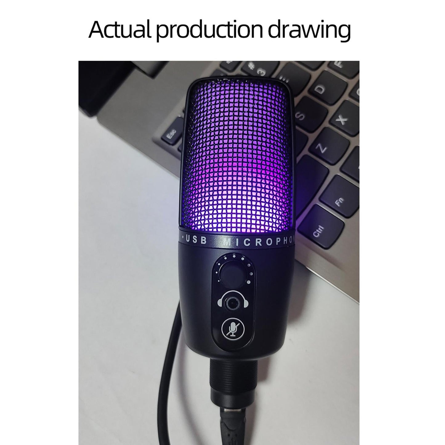 USB Microphone with Mute Plug & Play PC Sound Chipset with Tripod for Studio