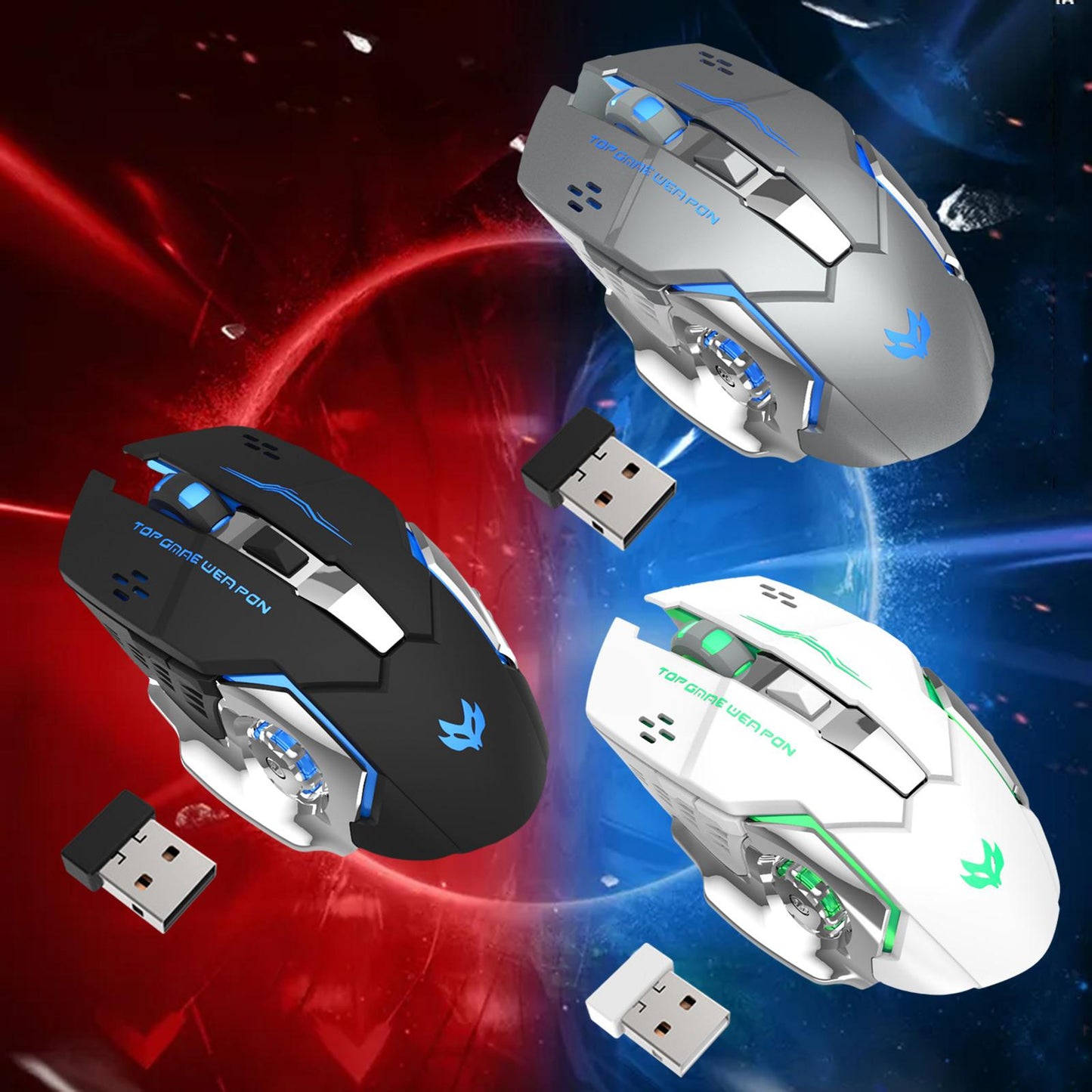 2.4G Wireless Computer Mouse with USB Receiver Portable Silver