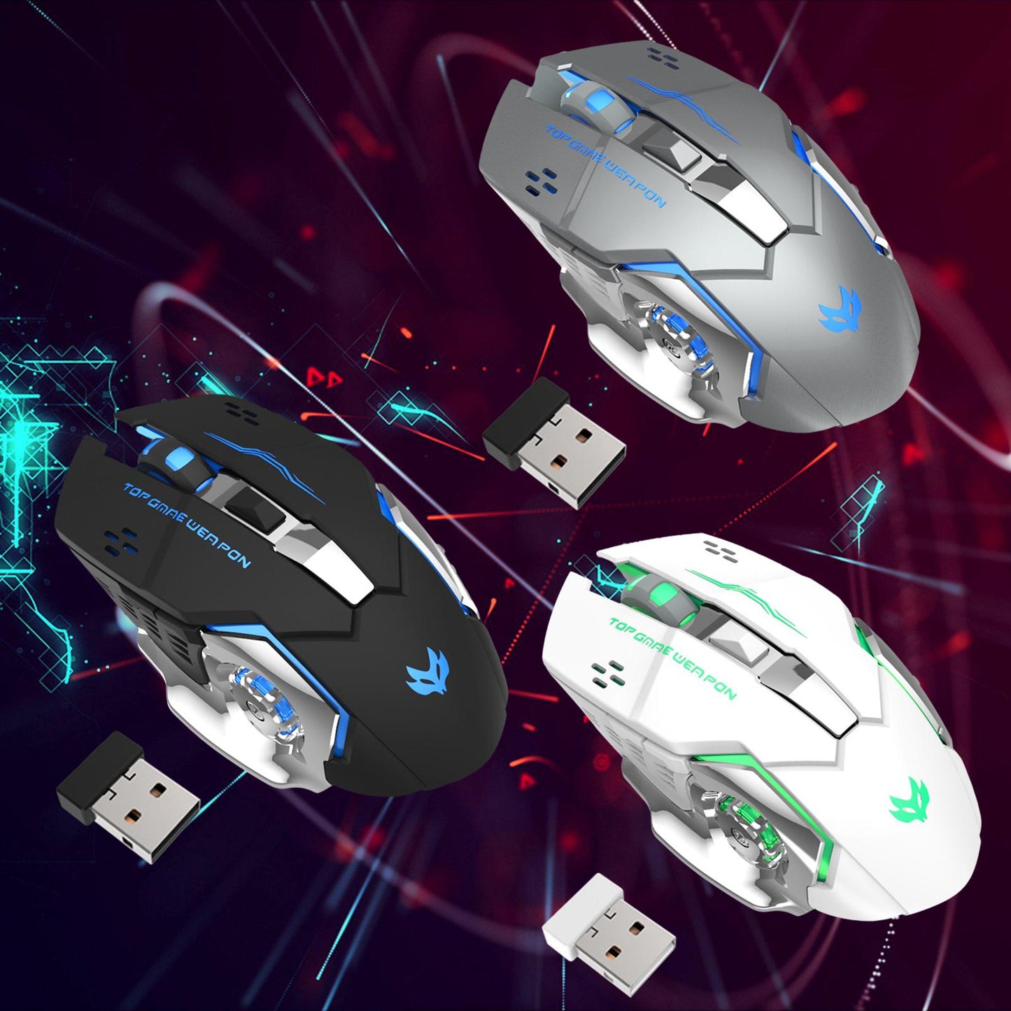 2.4G Wireless Computer Mouse with USB Receiver Portable Silver